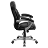 Executive Swivel Office Chair - Headrest, High Back, Black and Silver - FLSH-GO-725-BK-LEA-GG