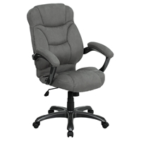 Executive Swivel Office Chair - High Back, Gray Microfiber