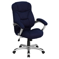 Executive Swivel Office Chair - High Back, Navy Blue Microfiber