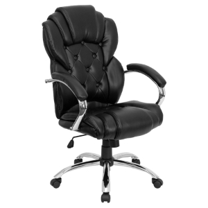 High Back Executive Swivel Office Chair - Black Leather 