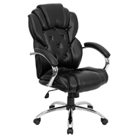 High Back Executive Swivel Office Chair - Black Leather