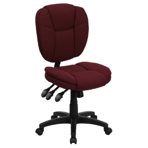 Fabric Ergonomic Swivel Task Chair - Mid Back, Multi Functional, Burgundy 