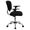 Mesh Swivel Task Chair - Mid Back, with Arms, Black, Chrome Base - FLSH-H-2376-F-BK-ARMS-GG