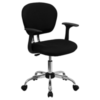 Mesh Swivel Task Chair - Mid Back, with Arms, Black, Chrome Base