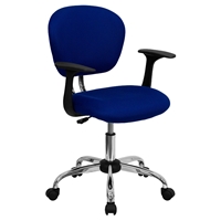 Mesh Swivel Task Chair - Mid Back, with Arms, Blue