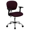 Mesh Swivel Task Chair - Mid Back, with Arms, Burgundy - FLSH-H-2376-F-BY-ARMS-GG