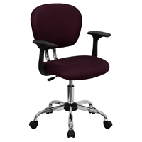 Mesh Swivel Task Chair - Mid Back, with Arms, Burgundy