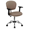 Mesh Swivel Task Chair - Mid Back, with Arms, Brown - FLSH-H-2376-F-COF-ARMS-GG