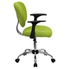 Mesh Swivel Task Chair - Mid Back, with Arms, Apple Green - FLSH-H-2376-F-GN-ARMS-GG
