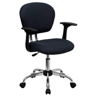 Mesh Swivel Task Chair - Mid Back, with Arms, Gray