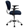 Mesh Swivel Task Chair - Mid Back, with Arms, Navy - FLSH-H-2376-F-NAVY-ARMS-GG