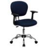 Mesh Swivel Task Chair - Mid Back, with Arms, Navy - FLSH-H-2376-F-NAVY-ARMS-GG