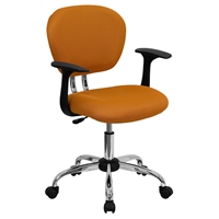 Mesh Swivel Task Chair - Mid Back, with Arms, Orange