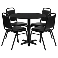 5 Pieces Round Table Set - Black