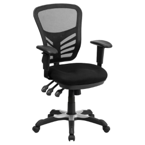 Mid Back Swivel Task Chair - Triple Paddle Control, Black Mesh 