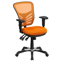 Mid Back Mesh Swivel Task Chair - Triple Paddle Control, Orange