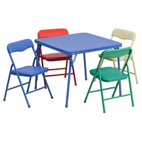 Kid Colorful 5 Pieces Folding Table Set - Blue, Green, Red and Yellow