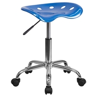 Vibrant Tractor Seat Stool - Bright Blue and Chrome