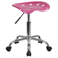 Vibrant Tractor Seat Stool - Pink and Chrome