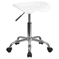 Vibrant Tractor Seat Stool - White and Chrome