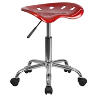 Vibrant Tractor Seat Stool - Wine Red and Chrome