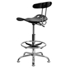 Vibrant Drafting Stool - Tractor Seat, Black and Chrome - FLSH-LF-215-BLK-GG