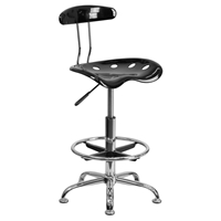 Vibrant Drafting Stool - Tractor Seat, Black and Chrome