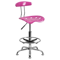 Vibrant Drafting Stool - Tractor Seat, Candy Heart and Chrome