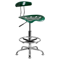 Vibrant Drafting Stool - Tractor Seat, Green and Chrome