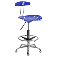 Vibrant Drafting Stool - Tractor Seat, Nautical Blue and Chrome
