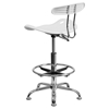 Vibrant Drafting Stool - Tractor Seat, White and Chrome - FLSH-LF-215-WHITE-GG