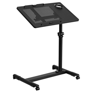 Adjustable Height Steel Mobile Computer Desk - Black 