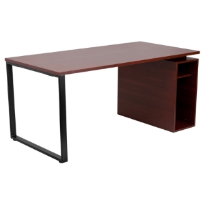 Computer Desk - Open Storage Pedestal, Mahogany 