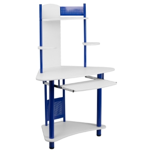 Corner Computer Desk - Hutch, Blue 
