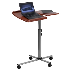 Mobile Laptop Computer Table - Angle and Height Adjustable, Cherry Top 