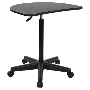 Mobile Laptop Computer Desk - Height Adjustable, Black Top 