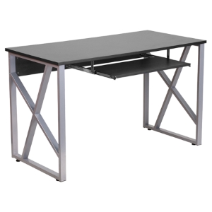 Computer Desk - Pull-Out Keyboard Tray, Black 