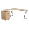 L-Shape Desk - 3 Drawers, Beech Laminate - FLSH-NAN-WK-113-GG