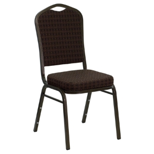 Hercules Series Banquet Chair - Crown Back, Brown, Gold Vein Frame 