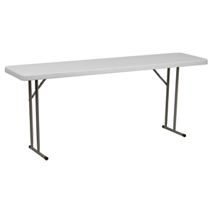 18" x 72" Granite Folding Table - Plastic, White 