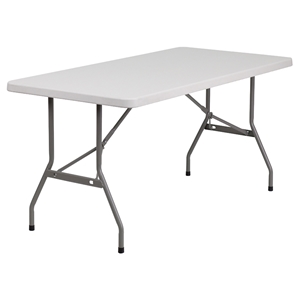 30" x 60" Granite Folding Table - Plastic, White 