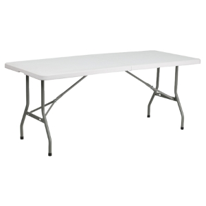 30" x 72" Bi-Fold Granite Folding Table - Plastic, White 