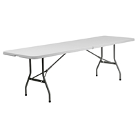 30" x 96" Bi-Fold Granite Plastic Folding Table - White
