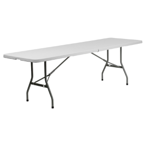 30" x 96" Bi-Fold Granite Plastic Folding Table - White 