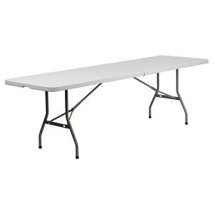 30" x 96" Bi-Fold Granite Plastic Folding Table - White 