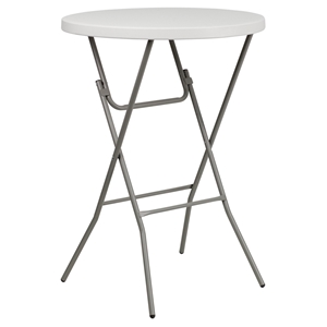 32" Round Granite Folding Table - Bar Height, White Plastic 