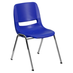 Hercules Series 16" Shell Stack Chair - Chrome Frame, Navy 