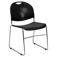 Hercules Series Ultra Compact Stack Chair - Chrome Frame, Black