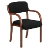 Wood Arm Chair - Walnut Frame, Black Fabric - FLSH-SD-2052A-WAL-GG