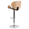 Adjustable Height Barstool - Curved Black Seat and Back - FLSH-SD-2203-BEECH-GG